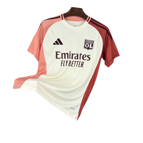 Camisa Olympique Lyon III 24/25 Adidas - Branco e Rosa