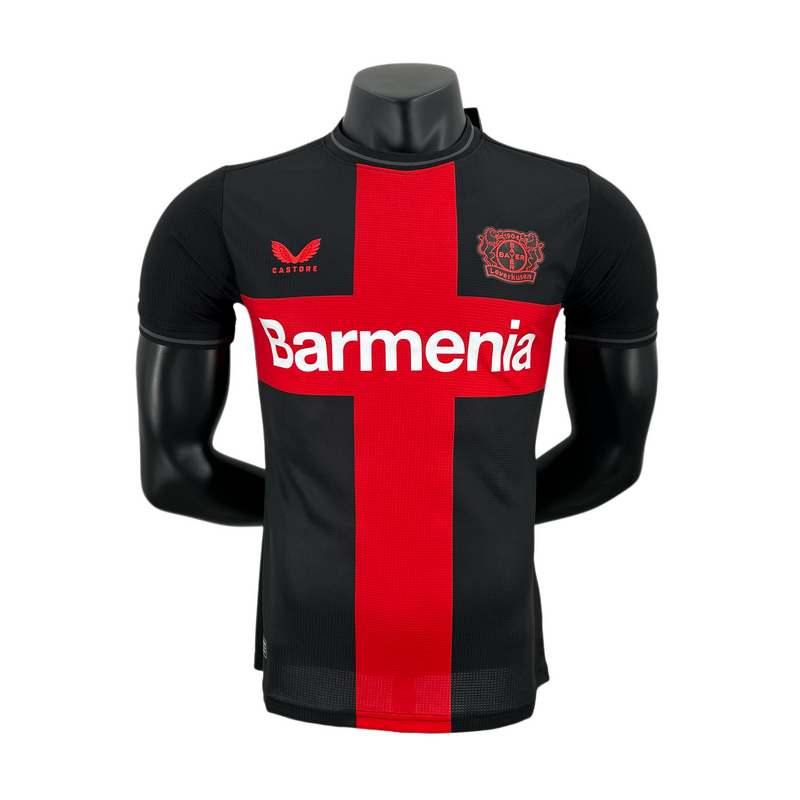 Camisa Bayer Leverkusen I 23/24 Castore - Preto e Vermelho Jogador