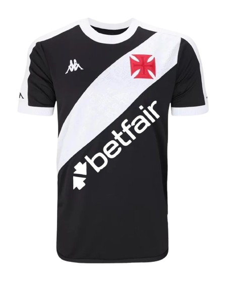 Camisa Vasco Casa I 24/25 Kappa - Preto com listra Branca