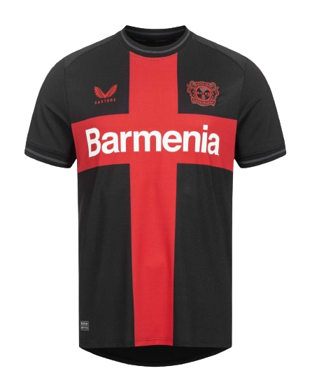 Camisa Bayer Leverkusen I 23/24 Castore - Preto e Vermelho