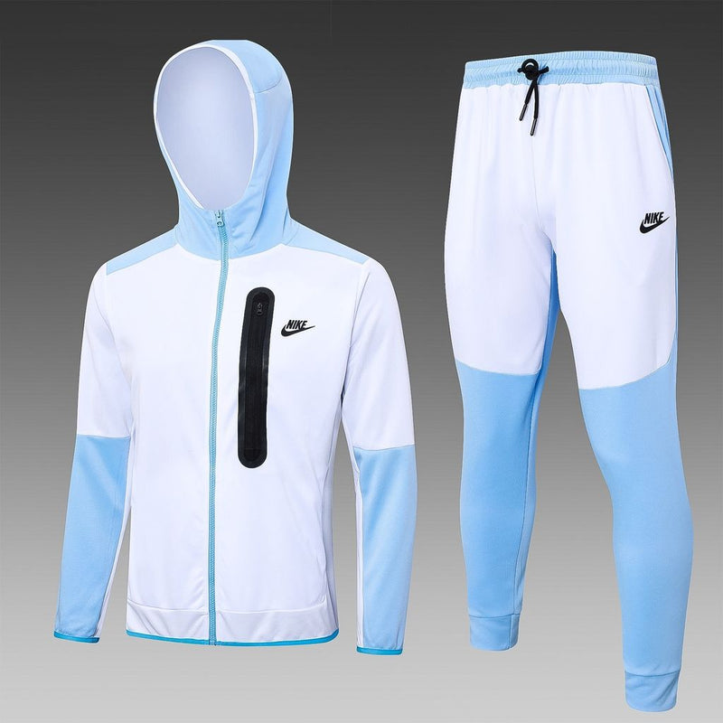 Conjunto de Moletom Nike Sportswear Tech Fleece Branco e Azul Celeste