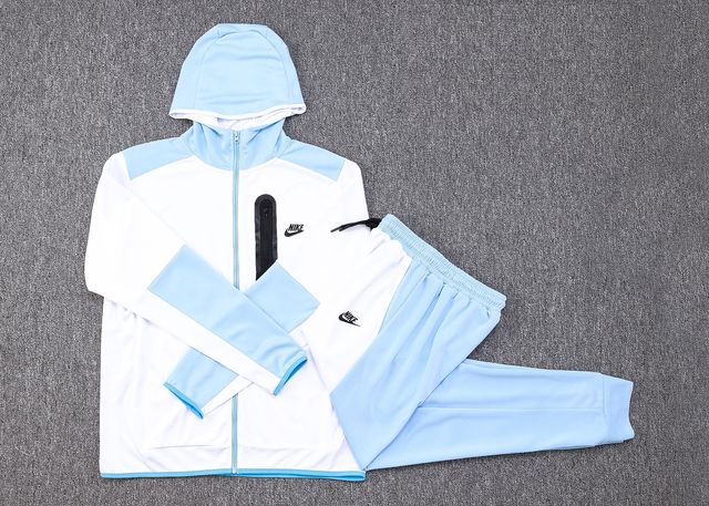 Conjunto de Moletom Nike Sportswear Tech Fleece Branco e Azul Celeste