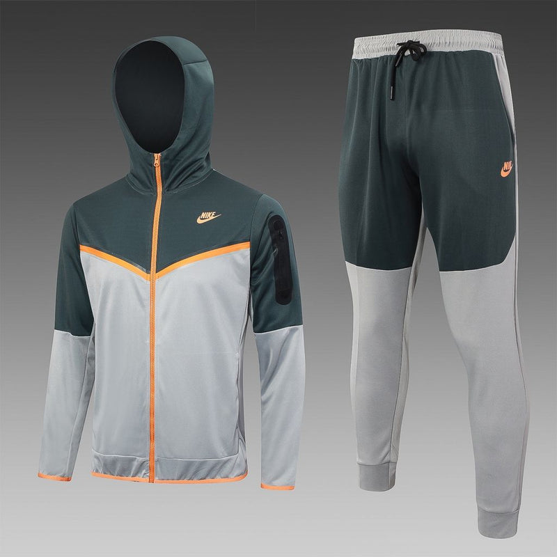 Conjunto de Moletom Nike Sportswear Tech Fleece Verde e Cinza