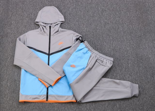 Conjunto de Moletom Nike Sportswear Tech Fleece Azul e Cinza