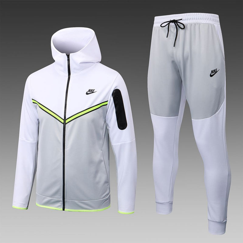 Conjunto de Moletom Nike Sportswear Tech Fleece Branco e Cinza