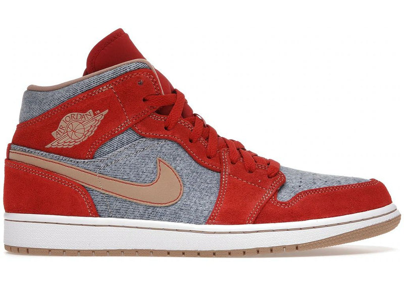 Tênis Nike Air Jordan 1 Mid Denim Red