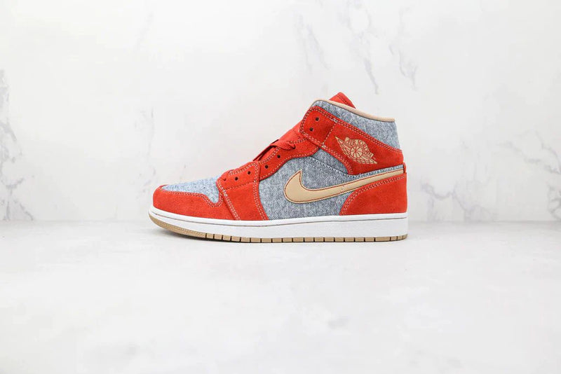 Tênis Nike Air Jordan 1 Mid Denim Red