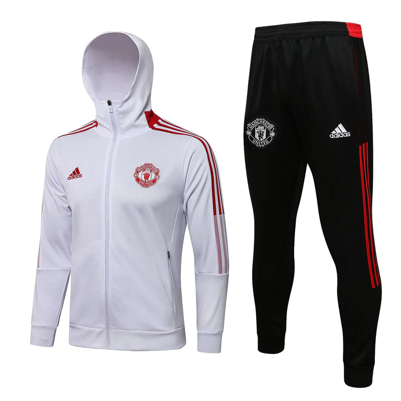 Conjunto Manchester United 21/22 Branca - Adidas - Com Capuz