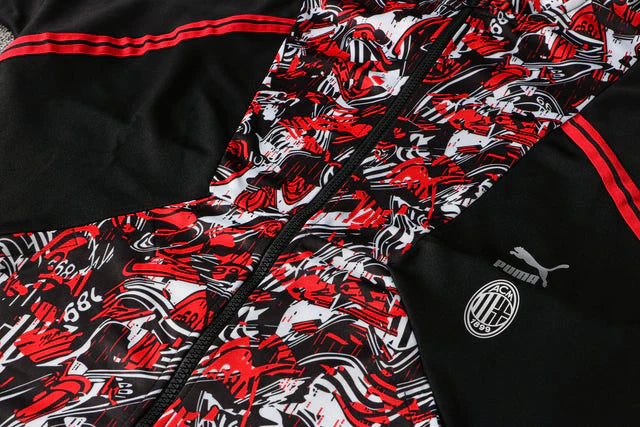 Conjunto Milan 21/22 Preta e Vermelha - Puma - Com Fecho