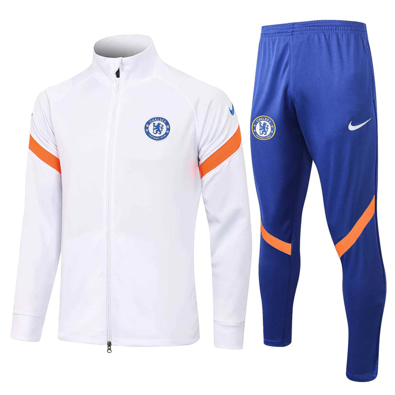 Conjunto Chelsea 21/22 Branco e Azul - Nike - Com Fecho